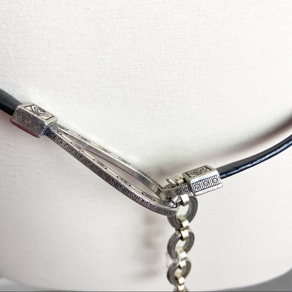 Vintage Brighton Hook Chain Skinny Belt Black Size M B30513